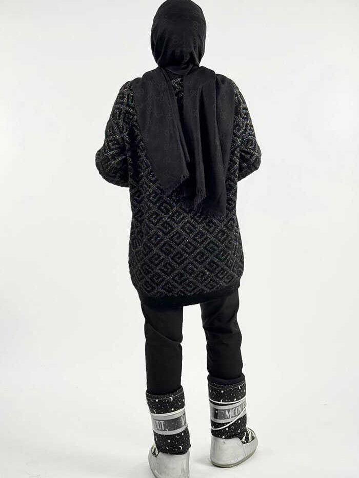 Alternative view of Patterned Crew Neck Tunic 18326 Black