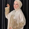Premium Open Abaya UK|Patterned Zippered Knitwear Cardigan|18320 - Image 4