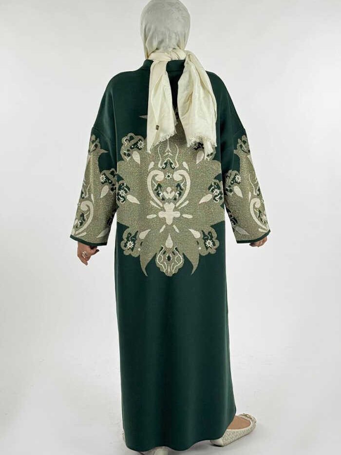 Alternative view of ⚡ Closed Abayas|Patterned Zippered Knitwear Cardigan|18320