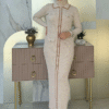 Button Detailed Pocket-Look Knitwear Tight Dress 23312 Stone - Image 5