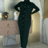 Button Detailed Pocket-Look Knitwear Tight Dress 23312 Stone - Image 10