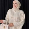 Supreme Turkey Abaya|Buttoned Glitter Floral Knit Cardigan|18310 - Image 4