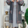 Ethnic Patterned Pocket Knitwear Cardigan 12003 Mink - Image 9
