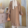 Ethnic Patterned Pocket Knitwear Cardigan 12003 Mink - Image 2