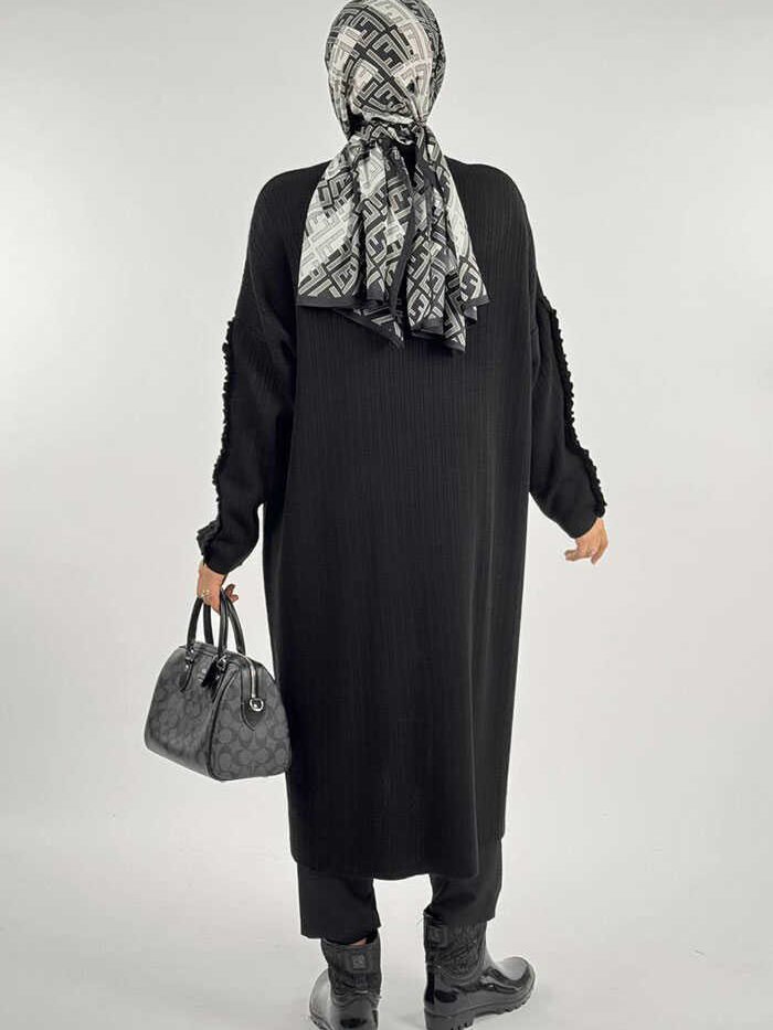 Alternative view of Ruffle Sleeve Knit Tunic 18305 Black