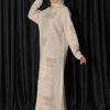 Bow Patterned Knit Dress 18208 Stone - Image 3