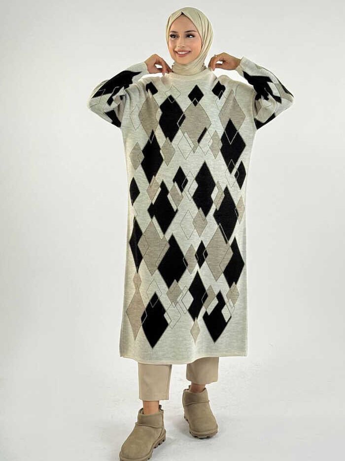 Geometric Pattern Tunic 18316 Stone