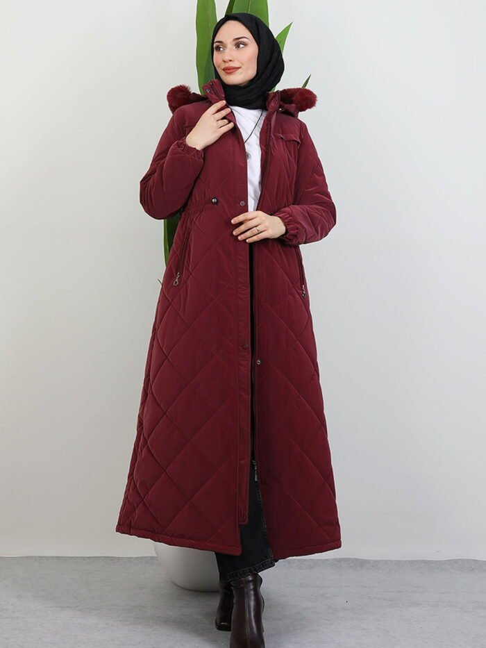 Henna Quilted Coat Claret Red