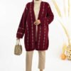 Thin Diamond Patterned Short Cardigan 18327 Black-Silver - Image 5