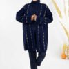 Thin Diamond Patterned Short Cardigan 18327 Black-Silver - Image 8