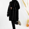 Thin Diamond Patterned Short Cardigan 18327 Black-Silver - Image 3