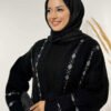 Thin Diamond Patterned Short Cardigan 18327 Black-Silver - Image 4
