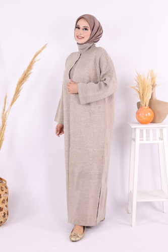 Alternative view of Opulent Winter Abaya|Embossed Knitwear Cardigan(9085)