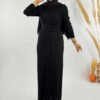 Thick Ribbed Waist Belted Dress 18319 Oil Green - Image 8