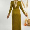 Thick Ribbed Waist Belted Dress 18319 Oil Green - Image 2