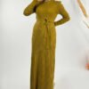 Thick Ribbed Waist Belted Dress 18319 Oil Green - Image 3