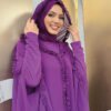 Hooded Abaya Dress Suit with Ruffle Details on Certain Parts 3778 Purple - Image 4