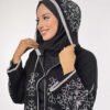 Hooded Glittery Knitted Cardigan 18307 Black-Silver - Image 4