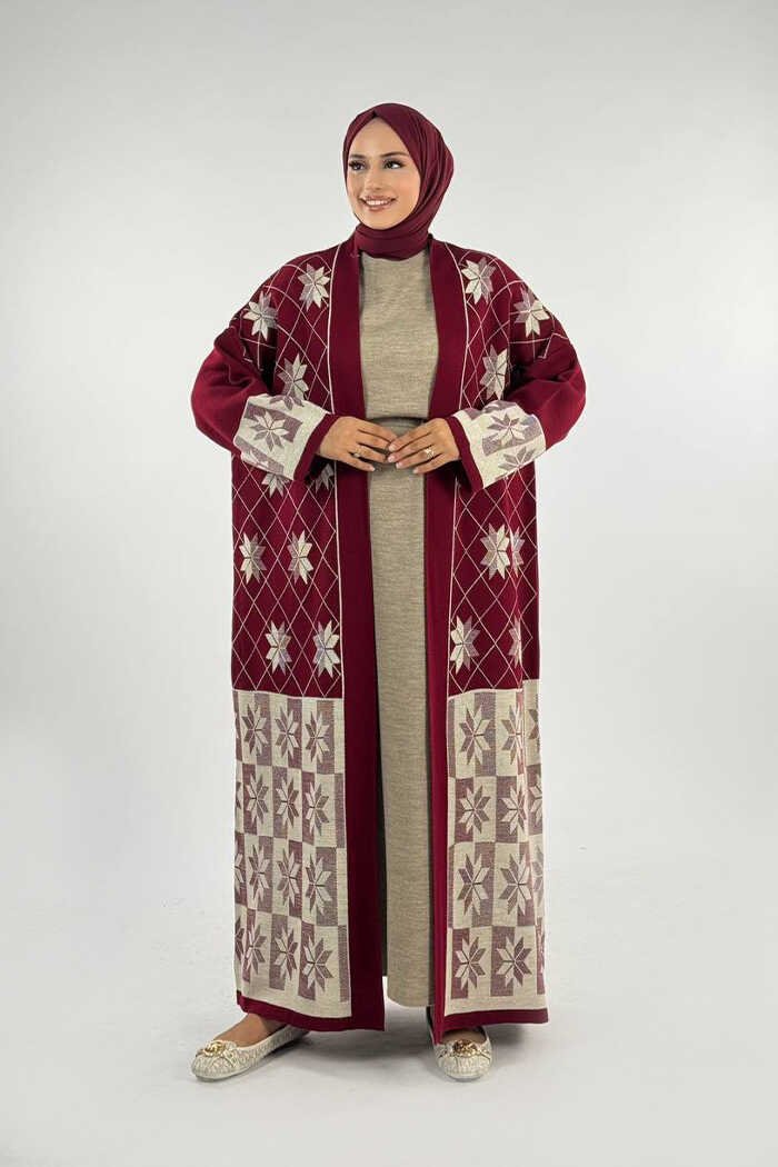 Premium Open Abaya Pattern|Snowflake Knit Cardigan|18166 - STD , Rejection