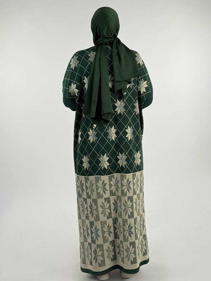 Alternative view of Premium Open Abaya Pattern|Snowflake Knit Cardigan|18166