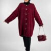 Square Striped Buttoned Cardigan 18329 Black-Ecru - Image 5