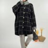 kare cizgi dugmeli hirka 18329 siyah ekru triko hirka bym fashion 59422 11 B