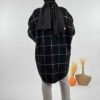 Square Striped Buttoned Cardigan 18329 Black-Ecru - Image 2