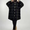 Square Striped Buttoned Cardigan 18329 Black-Ecru - Image 8