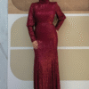Sequin Fishtail Evening Dress with Belt Accessory 3858 Stone 14 Sequin Fishtail Evening Dress with Belt Accessory 3858 Stone - Image 5