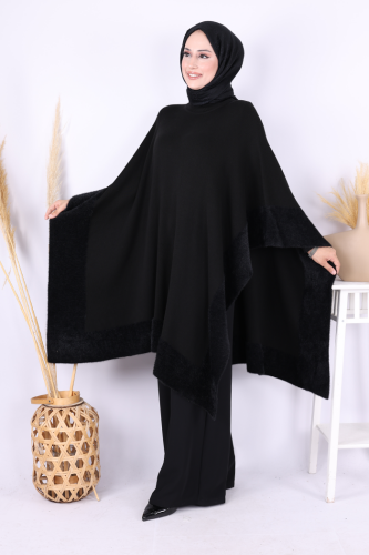 Alternative view of ❄️ Majestic Luxe Hijab Abays|Fur Detailed Knitwear Poncho|9206