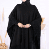 ❄️ Majestic Luxe Hijab Abays|Fur Detailed Knitwear Poncho|9206 - Image 9