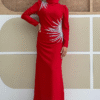 Luxury Evening Dress Gown with Stone-Detail Waist & Shoulders|3909 - Image 5