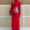 Luxury Evening Dress Gown with Stone-Detail Waist & Shoulders|3909 - Image 7