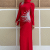 Luxury Evening Dress Gown with Stone-Detail Waist & Shoulders|3909 - Image 3