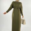 Knit Detail Knitwear Dress 18312 Stone - Image 6