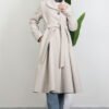 Pleated Detail Coat Cream - Image 2