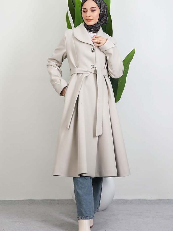 Alternative view of Pleated Detail Coat Cream