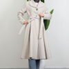 Pleated Detail Coat Cream - Image 4