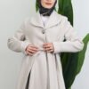 Pleated Detail Coat Cream - Image 5