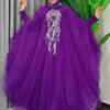 Sequin Embroidered Chiffon Cape Dress Evening Suit 3774 Purple 14 pul payet islemeli sifon pelerinli elbiseli abiye takim 3774 mor tesettur abiye bym fashion 52418 96 B
