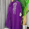 Sequin Embroidered Chiffon Cape Dress Evening Suit 3774 Purple - Image 3