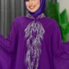 Sequin Embroidered Chiffon Cape Dress Evening Suit 3774 Purple - Image 4