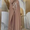 Sequin Embroidered Chiffon Cape Dress Evening Suit 3774 Mink - Image 2