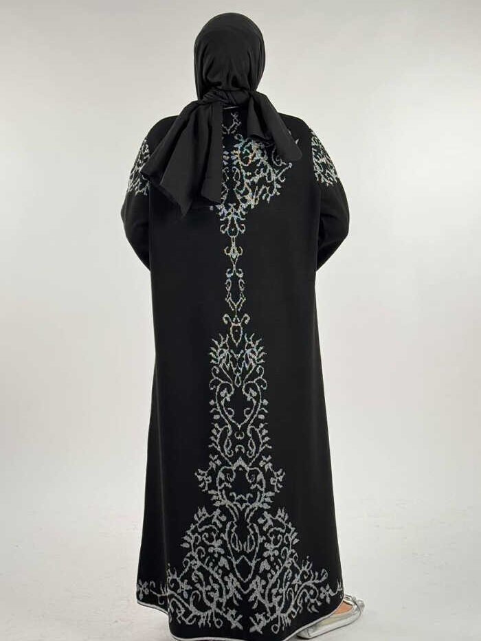 Alternative view of Glittery Patterned Cardigan 18303 Black-Silver