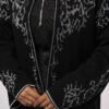 Glittery Patterned Cardigan 18303 Black-Silver - Image 4