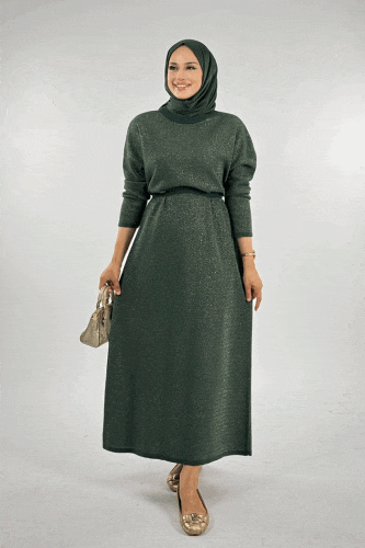 Glittery Knit Dress 18315 Emerald