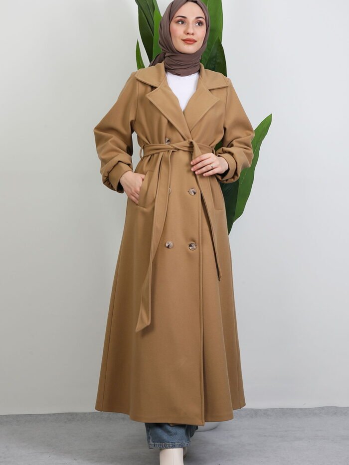 Long 6-Button Coat, Milk Coffee