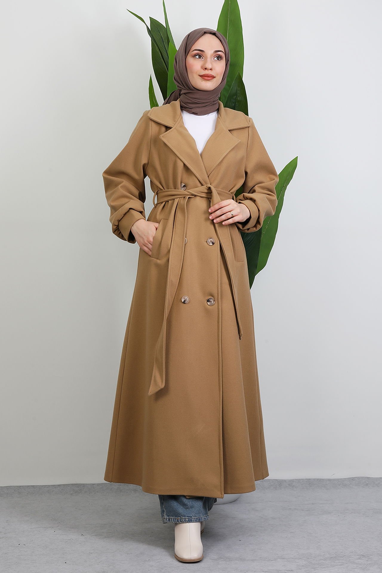 Long 6-Button Coat, Milk Coffee