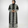 ⚡ Green Open Abayas – Slit-Patterned Long Knitwear Cardigan|18317 - Image 7