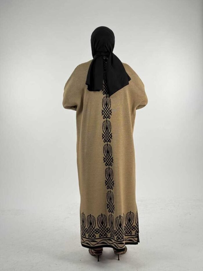 Alternative view of Slit Patterned Long Knit Cardigan 18317 Tan
